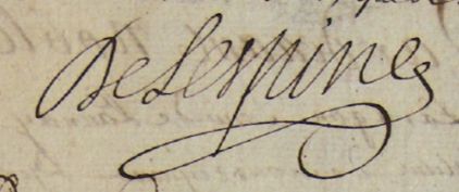 Signature de François Dominique de Lespine, 1707