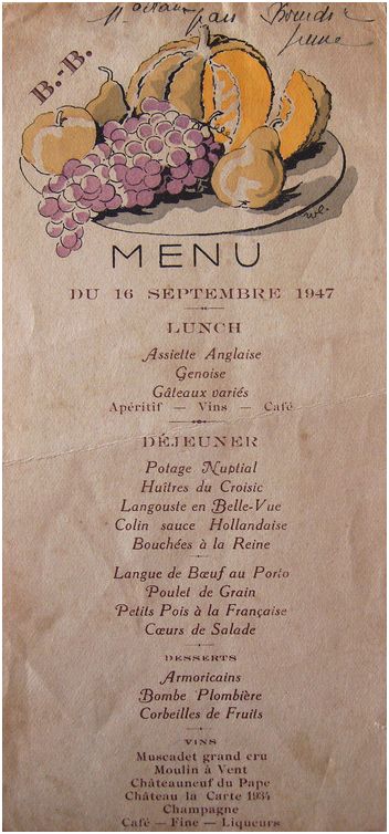 4 5 bourdic biguais menu mariage 1947