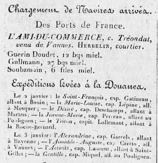 Feuille commerciale de Nantes, 1822, AD44