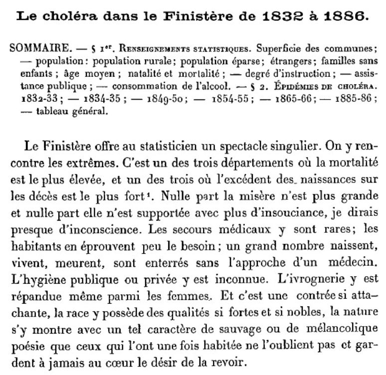 cholera 1885 1886 finistere