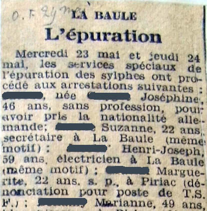 Epuration - Ouest-France, mai 1945 - Archives municipales de Saint-Nazaire